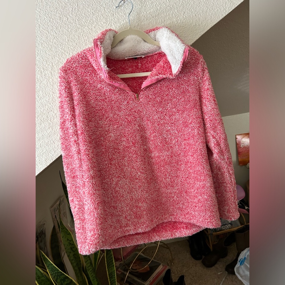 Pink Sherpa Quarter Zip Crewneck - size small